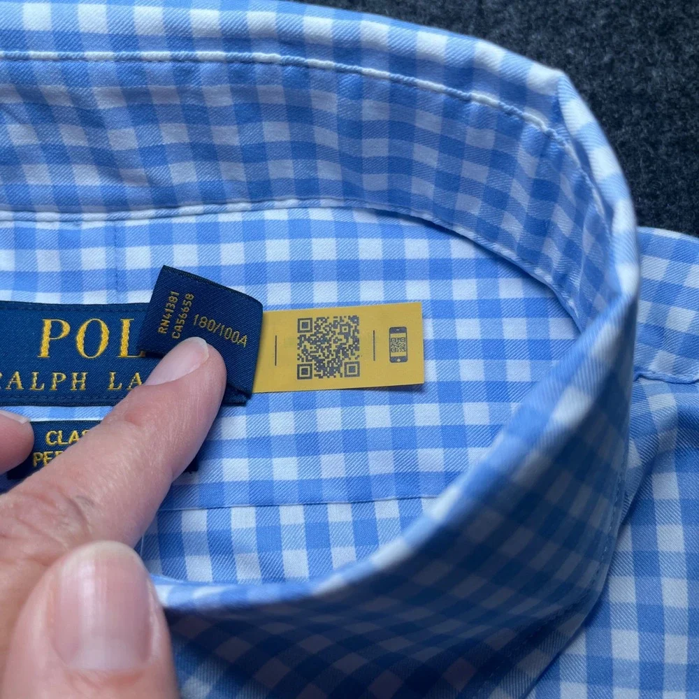Polo Ralph Lauren Button Down Men L Blue NWT Classic Fit Performance Gingham